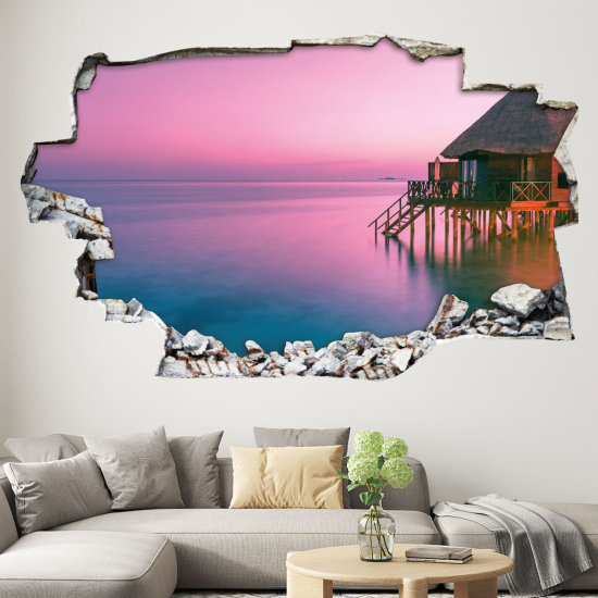 Hole In The Wall Sticker - Optical illusions - Sea