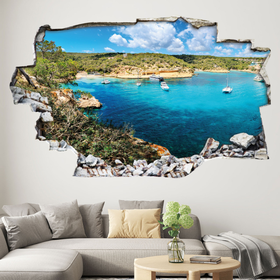 Hole In The Wall Sticker - Optical illusions - Sea