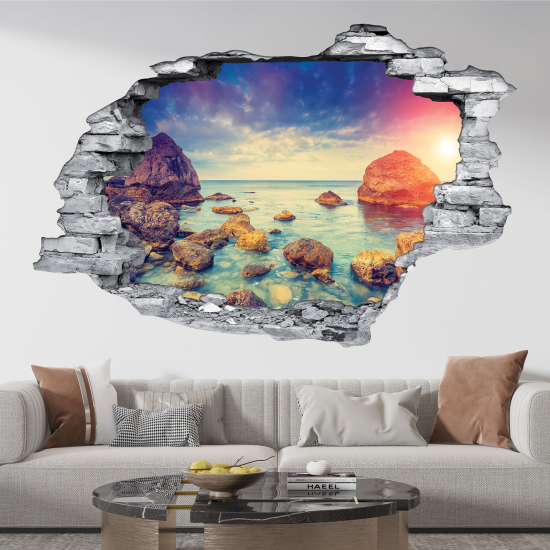 Hole In The Wall Sticker - Optical illusions - Sea View