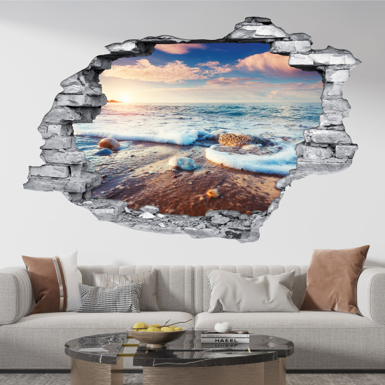 Hole In The Wall Sticker - Optical illusions - Sea View