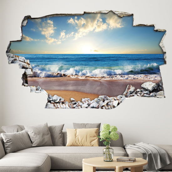 Hole In The Wall Sticker - Optical illusions - Sea View