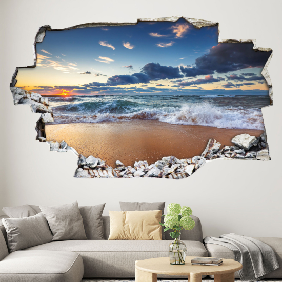 Hole In The Wall Sticker - Optical illusions - Sea View