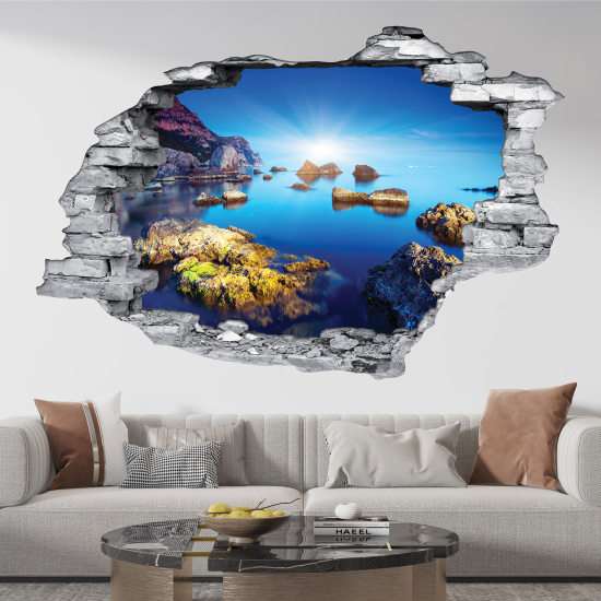 Hole In The Wall Sticker - Optical illusions - Seascape