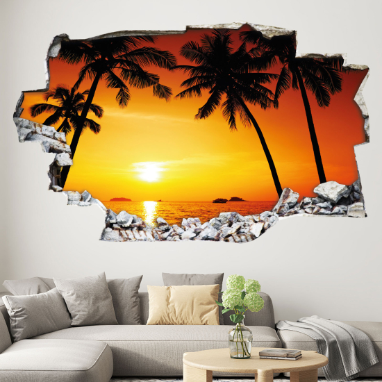 Hole In The Wall Sticker - Optical illusions - Sunset