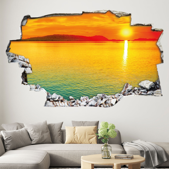 Hole In The Wall Sticker - Optical illusions - Sunset