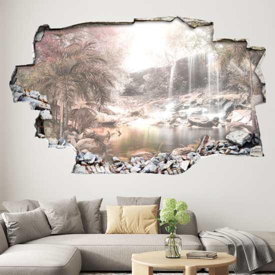 Hole In The Wall Sticker - Optical illusions - Tropical Forest