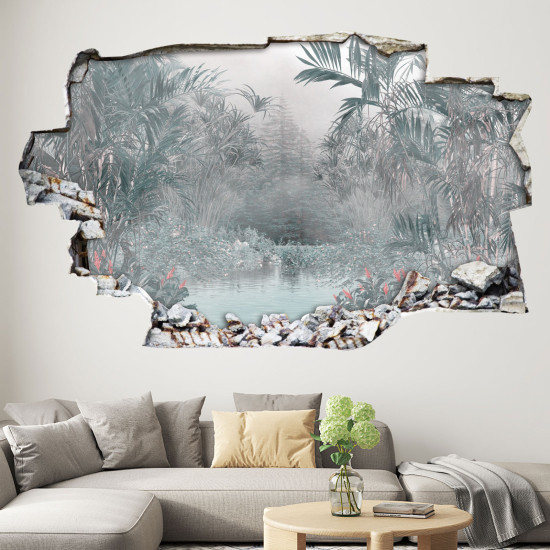 Hole In The Wall Sticker - Optical illusions - Tropical Forest