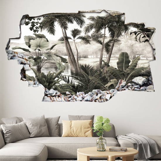 Hole In The Wall Sticker - Optical illusions - Tropical Forest