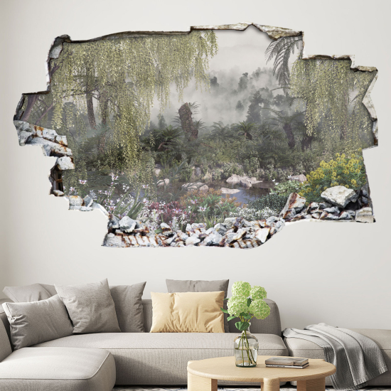 Hole In The Wall Sticker - Optical illusions - Tropical Forest