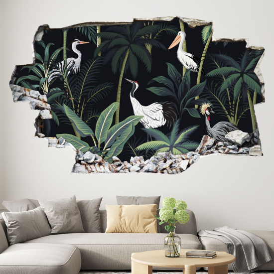 Hole In The Wall Sticker - Optical illusions - Tropical Pattern