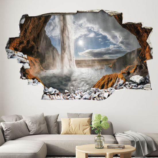 Hole In The Wall Sticker - Optical illusions - Waterfall