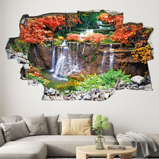 Hole In The Wall Sticker - Optical illusions - Waterfall