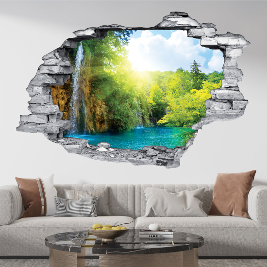 Hole In The Wall Sticker - Optical illusions - Waterfall