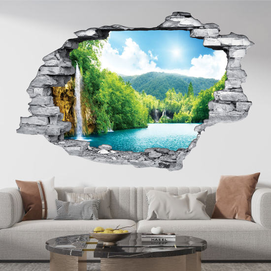 Hole In The Wall Sticker - Optical illusions - Waterfall