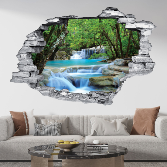 Hole In The Wall Sticker - Optical illusions - Waterfall