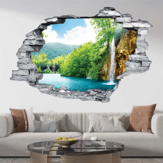 Hole In The Wall Sticker - Optical illusions - Waterfall