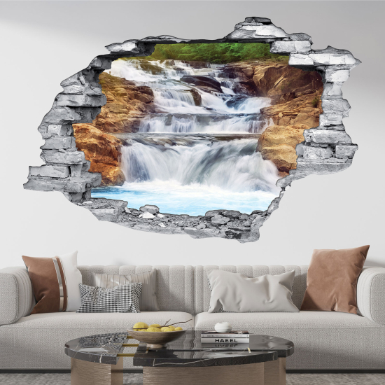 Hole In The Wall Sticker - Optical illusions - Waterfall