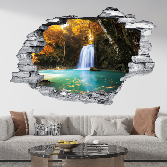 Hole In The Wall Sticker - Optical illusions - Waterfall