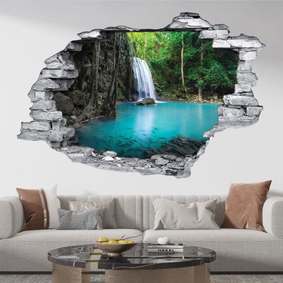 Hole In The Wall Sticker - Optical illusions - Waterfall