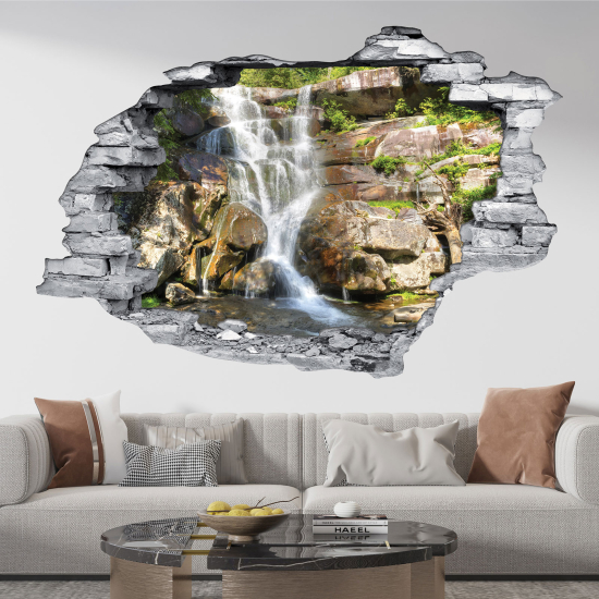 Hole In The Wall Sticker - Optical illusions - Waterfall