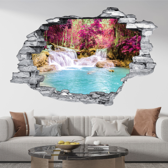 Hole In The Wall Sticker - Optical illusions - Waterfall