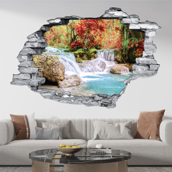 Hole In The Wall Sticker - Optical illusions - Waterfall