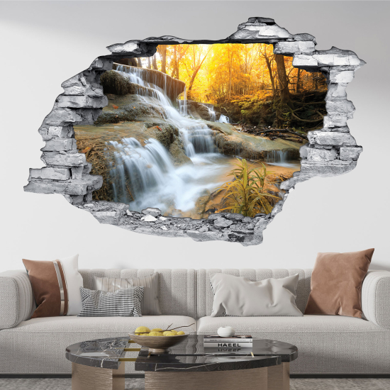 Hole In The Wall Sticker - Optical illusions - Waterfall