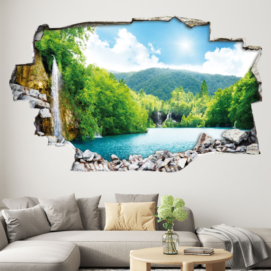 Hole In The Wall Sticker - Optical illusions - Waterfall