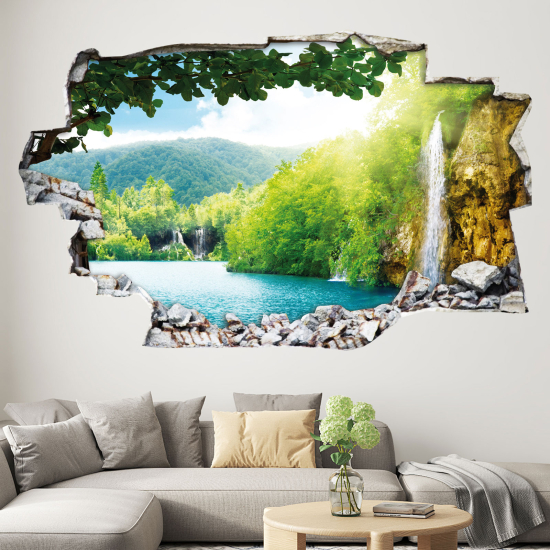 Hole In The Wall Sticker - Optical illusions - Waterfall