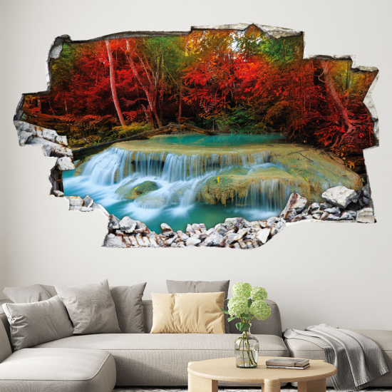 Hole In The Wall Sticker - Optical illusions - Waterfall