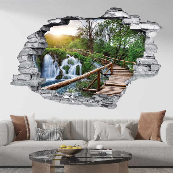 Hole In The Wall Sticker - Optical illusions - Waterfall Path