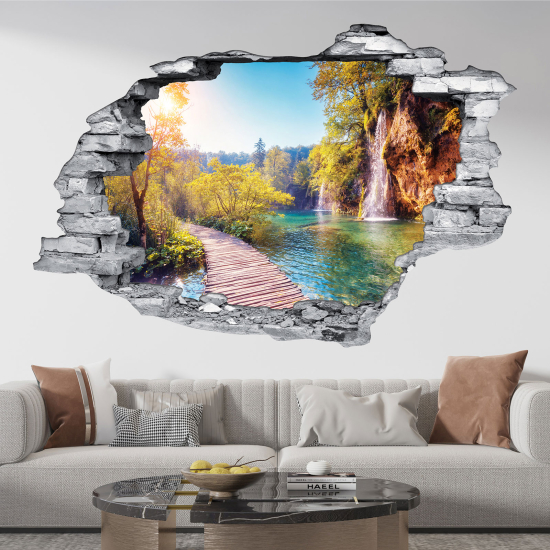 Hole In The Wall Sticker - Optical illusions - Waterfall Path