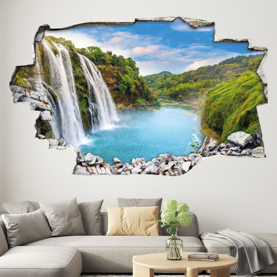 Hole In The Wall Sticker - Optical illusions - Waterfalls