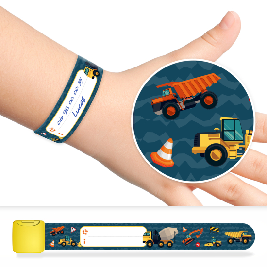 ID Wristband for Kids - work trucks