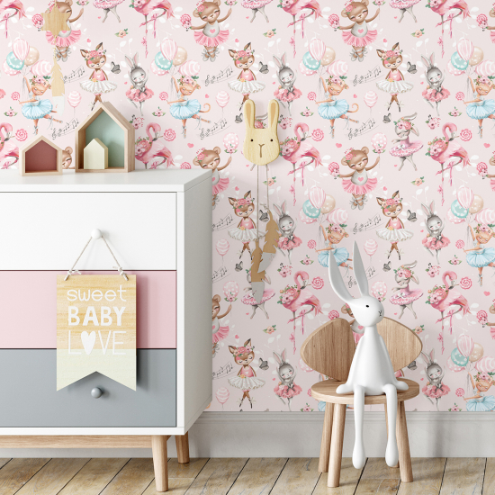 Kid Wall Mural - Wallpaper - Flamingo Dancers