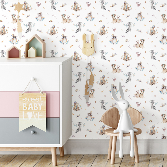 Kid Wall Mural - Wallpaper - Forest Animals