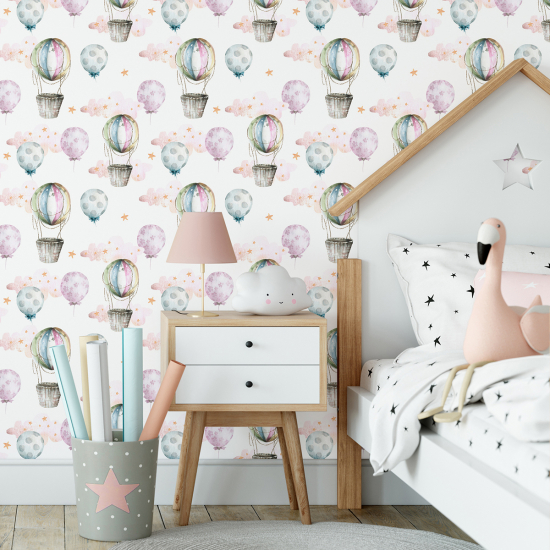 Kid Wall Mural - Wallpaper - Hot Air Balloons