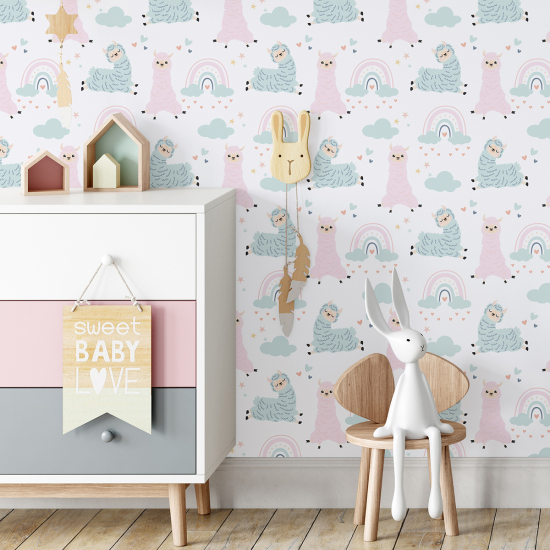 Kid Wall Mural - Wallpaper - Llamas