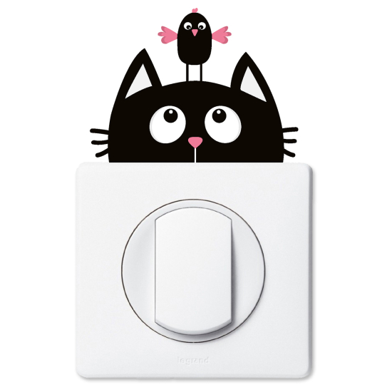 Light Switch Sticker - Cat and bird