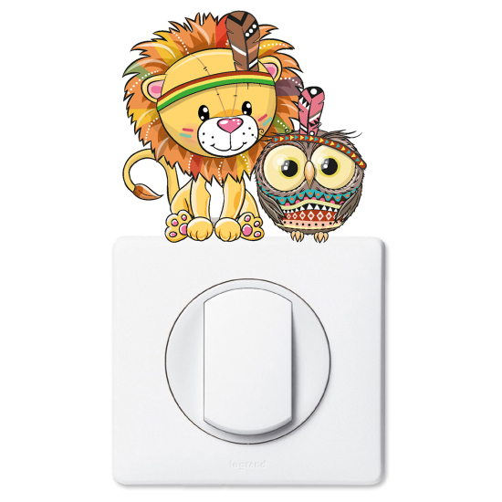 Light Switch Sticker - Lion and owl