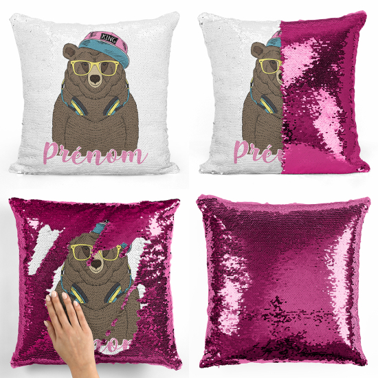 Magic Sequin Glitter Pillow - Bear music