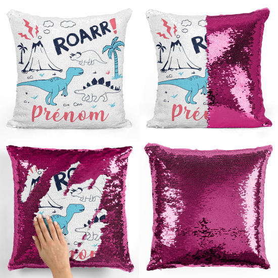 Magic Sequin Glitter Pillow - Dinosaurs