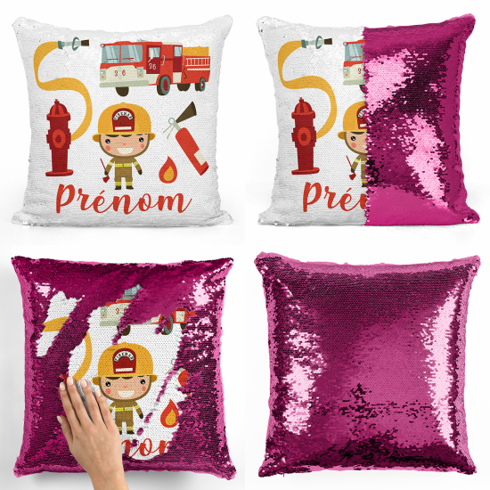 Magic Sequin Glitter Pillow - Firefighters