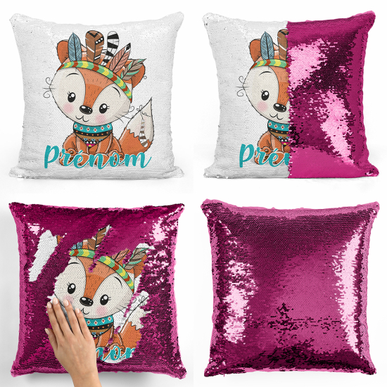 Magic Sequin Glitter Pillow - Indian fox