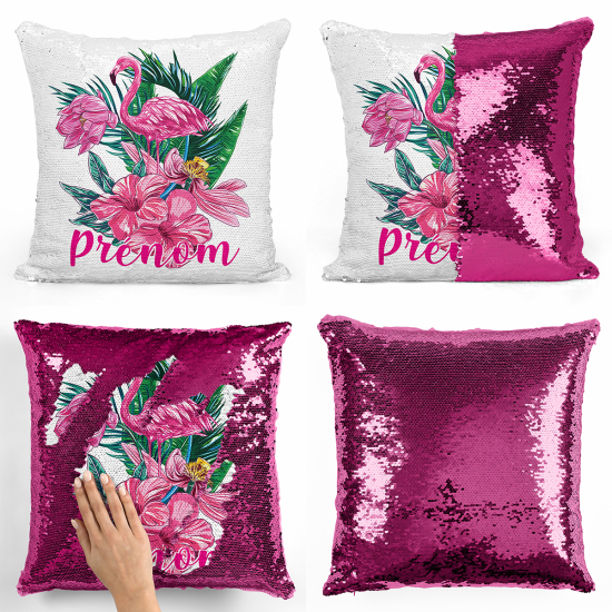 Magic Sequin Glitter Pillow - Pink flamingo