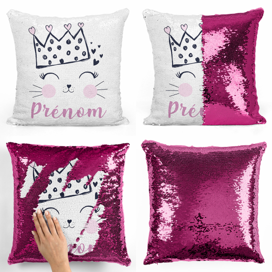 Magic Sequin Glitter Pillow - Queen of Cats