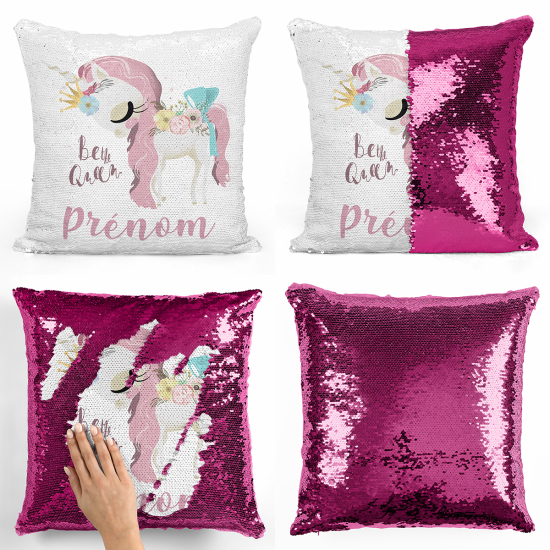 Magic Sequin Glitter Pillow - Unicorn be the queen