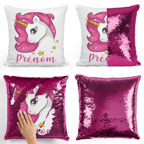 Magic Sequin Glitter Pillow - Unicorn stars