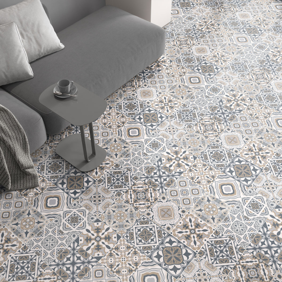 Non-slip Floor Tile Stickers - Cement tile pattern