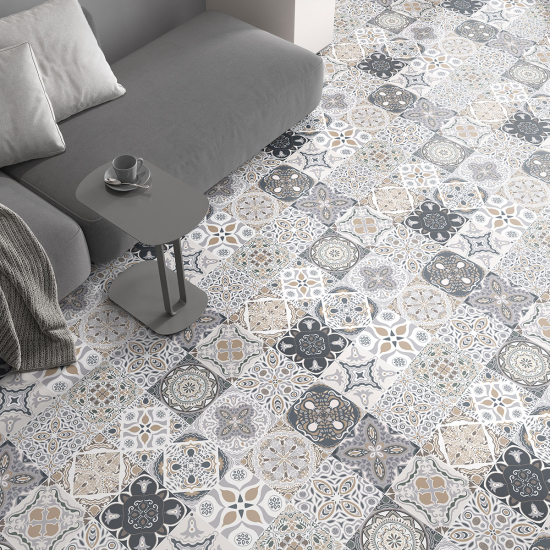 Non-slip Floor Tile Stickers - Cement tile pattern